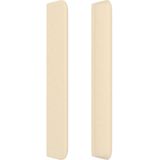 vidaXL Hoofdbord met randen 203x16x118/128 cm stof crèmekleurig