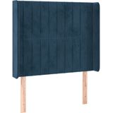 vidaXL - Hoofdbord - met - randen - 93x16x118/128 - cm - fluweel - donkerblauw