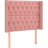vidaXL - Hoofdbord - met - randen - 93x16x118/128 - cm - fluweel - roze