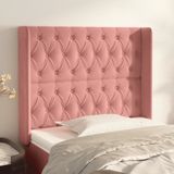 vidaXL - Hoofdbord - met - randen - 93x16x118/128 - cm - fluweel - roze
