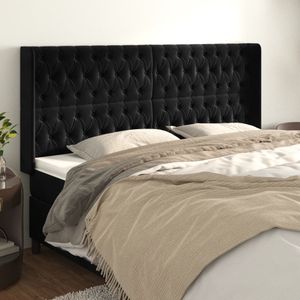 vidaXL Kopfteil mit Ohren Schwarz 183x16x118/128 cm Samt