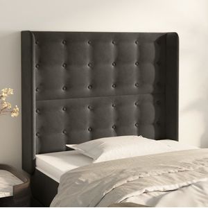vidaXL Kopfteil mit Ohren Dunkelgrau 93x16x118/128 cm Samt