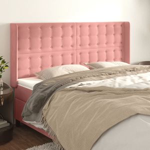 VidaXL Hoofdbord met Randen 163x16x118/128 cm Fluweel Roze