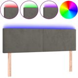 vidaXL LED Kopfteil Dunkelgrau 144x5x78/88 cm Samt