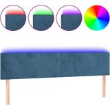 vidaXL Hoofdbord LED 200x5x78/88 cm Fluweel Donkerblauw