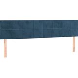 vidaXL Hoofdbord LED 200x5x78/88 cm fluweel donkerblauw