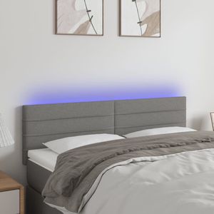 LED Kopfteil Dunkelgrau 144x5x78/88 cm Stoff vidaXL