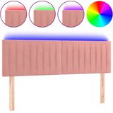 vidaXL Hoofdbord LED 144x5x78/88 cm fluweel roze