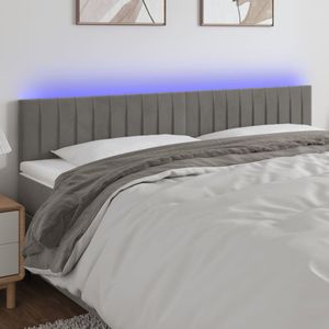 vidaXL - Hoofdbord - LED - 160x5x78/88 - cm - fluweel - lichtgrijs