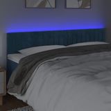 vidaXL Hoofdbord LED 160x5x78/88 cm fluweel donkerblauw