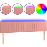 vidaXL LED Kopfteil Rosa 180x5x78/88 cm Samt