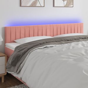 vidaXL Hoofdbord LED 180x5x78/88 cm Fluweel Roze