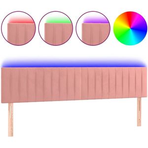 vidaXL Hoofdbord LED 180x5x78/88 cm Fluweel Roze