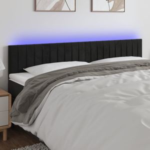 VidaXL Hoofdbord LED 200x5x78/88 cm Fluweel Zwart