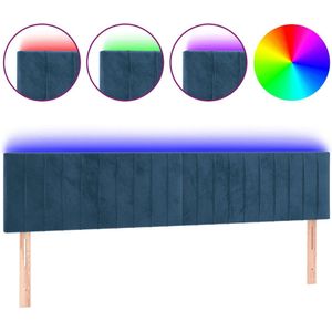 vidaXL Hoofdbord LED 200x5x78/88 cm fluweel donkerblauw