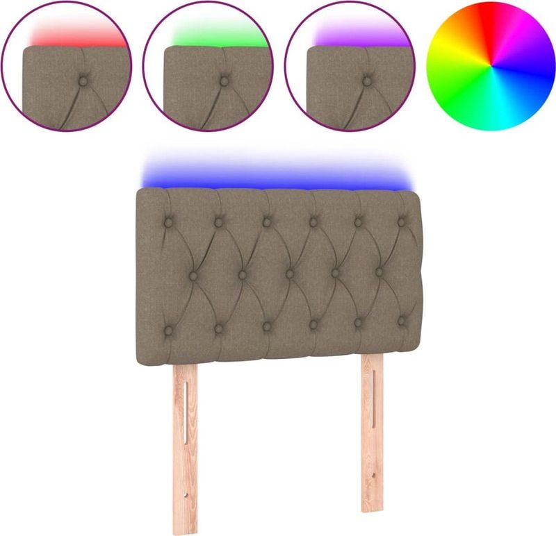 vidaXL LED Kopfteil Taupe 80x7x78/88 cm Stoff