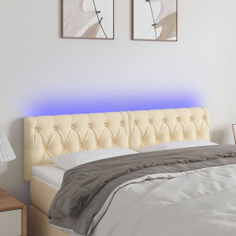 Led Kopfteil Creme 160x7x78/88 cm Stoff Vidaxl