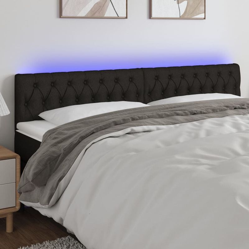 Led Kopfteil Schwarz 180x7x78/88 cm Stoff Vidaxl