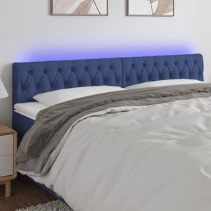 vidaXL LED Kopfteil Blau 200x7x78/88 cm Stoff