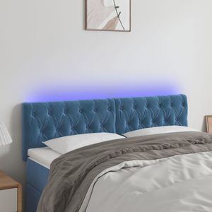 vidaXL - Hoofdbord - LED - 144x7x78/88 - cm - fluweel - donkerblauw