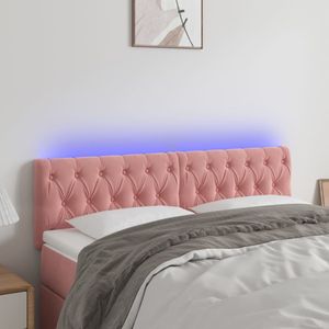 vidaXL - Hoofdbord - LEDx7x78/ - cm - fluweel - roze