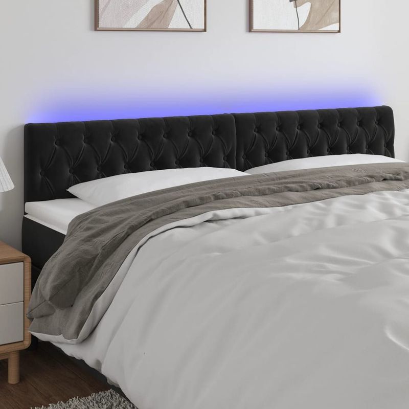 Led Kopfteil Schwarz 180x7x78/88 cm Samt Vidaxl