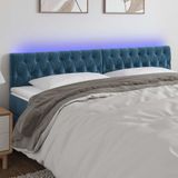 vidaXL - Hoofdbord - LED - 180x7x78/88 - cm - fluweel - donkerblauw