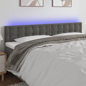 vidaXL - Hoofdbord - LED - 180x5x78/ - cm - fluweel - donkergrijs