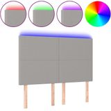 Led Kopfteil Hellgrau 144x5x118/128 cm Stoff Vidaxl 62095