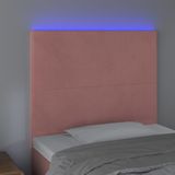 VidaXL Hoofdbord LED 100x5x118/128 cm - Fluweel Roze