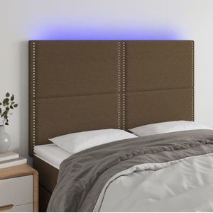vidaXL LED Kopfteil Dunkelbraun 144x5x118/128 cm Stoff