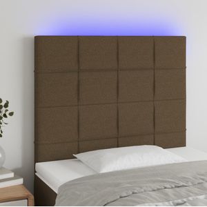 vidaXL LED Kopfteil Dunkelbraun 90x5x118/128 cm Stoff