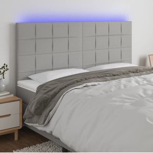 vidaXL LED Kopfteil Hellgrau 200x5x118/128 cm Stoff
