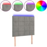 vidaXL LED Kopfteil Hellgrau 100x5x118/128 cm Samt