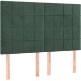 vidaXL Hoofdbord LED 144x5x118/128 cm fluweel donkergroen