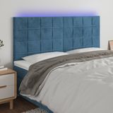 vidaXL - Hoofdbord - LED - 160x5x118/128 - cm - fluweel - donkerblauw