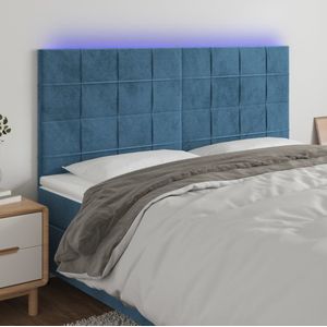 vidaXL LED Kopfteil Dunkelblau 160x5x118/128 cm Samt
