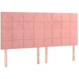 vidaXL Hoofdbord LED 160x5x118/128 cm fluweel roze