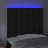 vidaXL LED Kopfteil Schwarz 80x5x118/128 cm Kunstleder