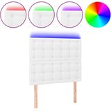 vidaXL LED Kopfteil Weiß 80x5x118/128 cm Kunstleder