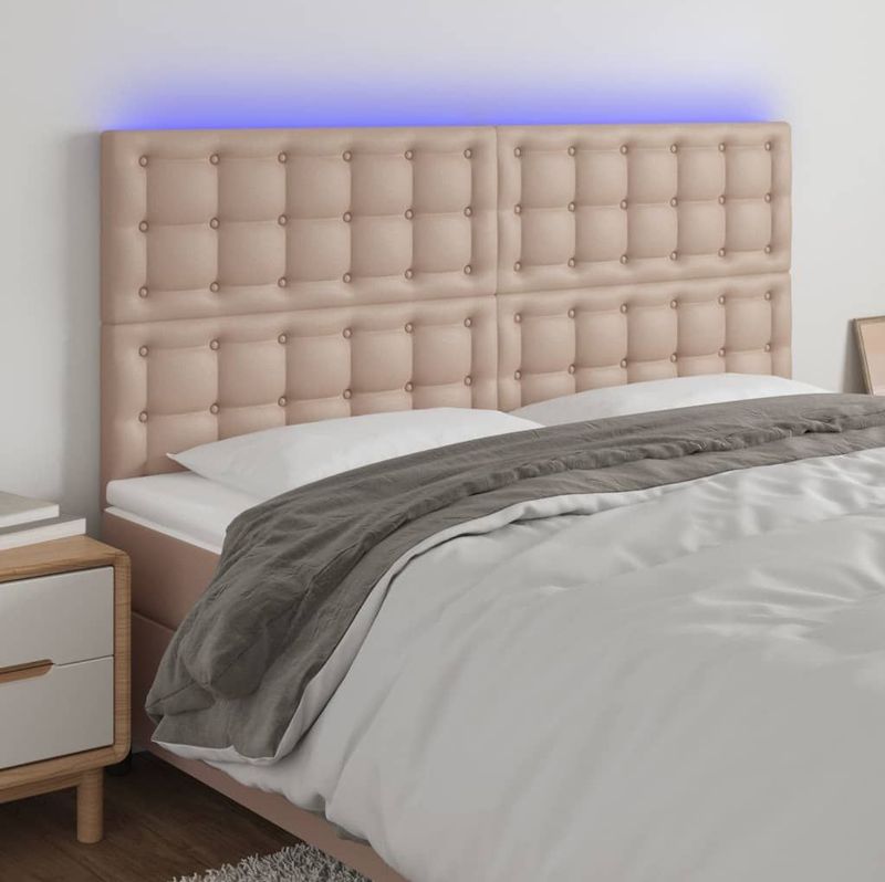 Led Kopfteil Cappuccino-Braun 200x5x118/128cm Kunstleder Vidaxl