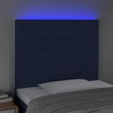 vidaXL - Hoofdbord - LED - 100x5x118/128 - cm - stof - blauw