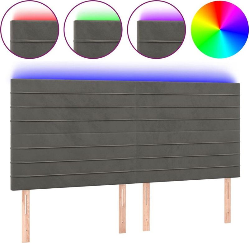 Led Kopfteil Dunkelgrau 160x5x118/128 cm Samt Vidaxl