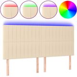 vidaXL - Hoofdbord - LED - 200x5x118/128 - cm - stof - crèmekleurig