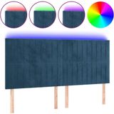 vidaXL - Hoofdbord - LED - 180x5x118/128 - cm - fluweel - donkerblauw