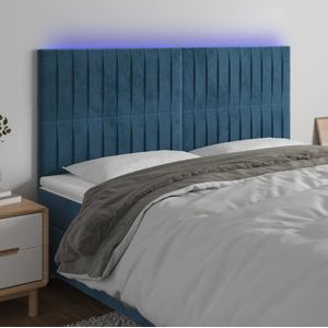 vidaXL - Hoofdbord - LED - 200x5x118/ - cm - fluweel - donkerblauw
