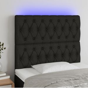vidaXL LED Kopfteil Schwarz 90x7x118/128 cm Stoff