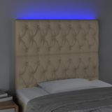 vidaXL - Hoofdbord - LED - 90x7x118/128 - cm - stof - crèmekleurig