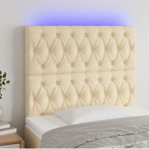 vidaXL Hoofdbord LED 90x7x118/128 cm stof crèmekleurig