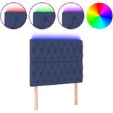 vidaXL LED Kopfteil Blau 100x7x118/128 cm Stoff